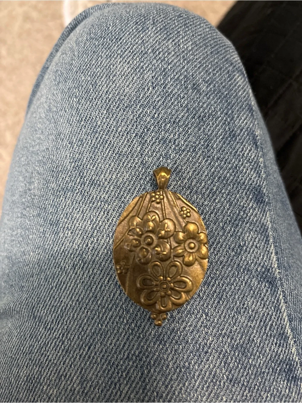 Women’s Antique Brass Ribcage Pendant Necklace with Turquoise Accent